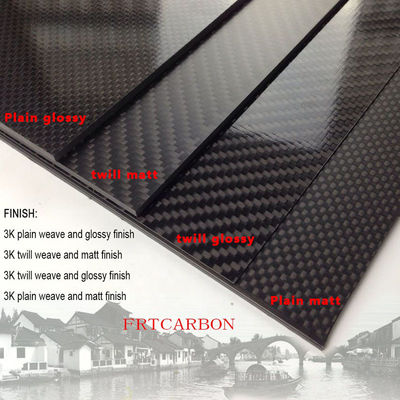 ورق فیبر کربن 3k ضخامت 3mm 1 4 &quot; 1.5mm درخشنده مات صاف Twill بافته شده